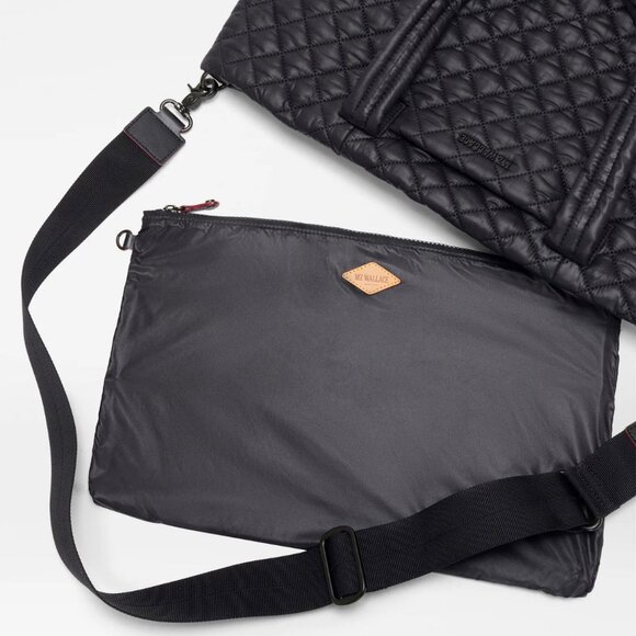 MZ Wallace Medium Metro Tote Deluxe Black Quilted Nylon Laptop Travel Bag - Picture 4 of 5